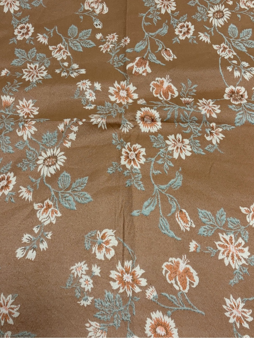 Pretty Persuasions Brown Floral Scarf with Mint and Cream Accents